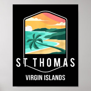 Poster Us Virgin Islands Plage Coucher de soleil Palm Tre