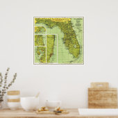 Poster " USA : 1930/heute Florida - Detaillierte Landkart (Cuisine)