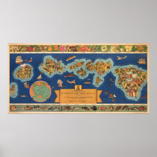 Poster " USA : 1937 Hawaii - DOLE Pineapple Map ...