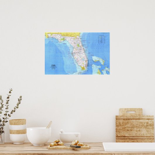 Poster " USA : 1973 Floride détaillée MAP ... (Cuisine)