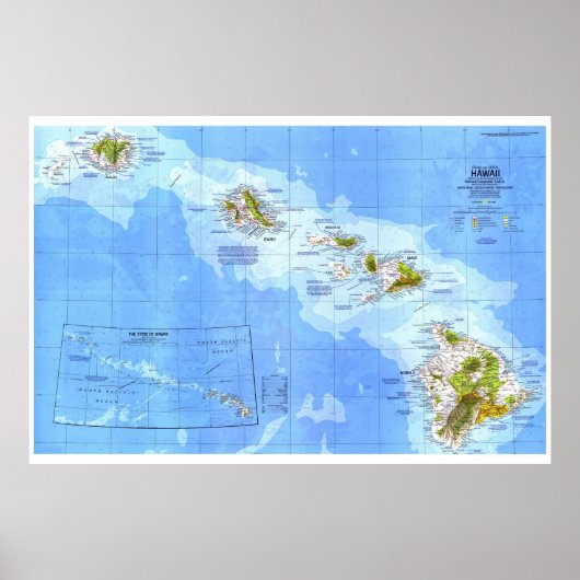 Poster " USA : 1976 Hawaii détaillée MAP ... (Devant)