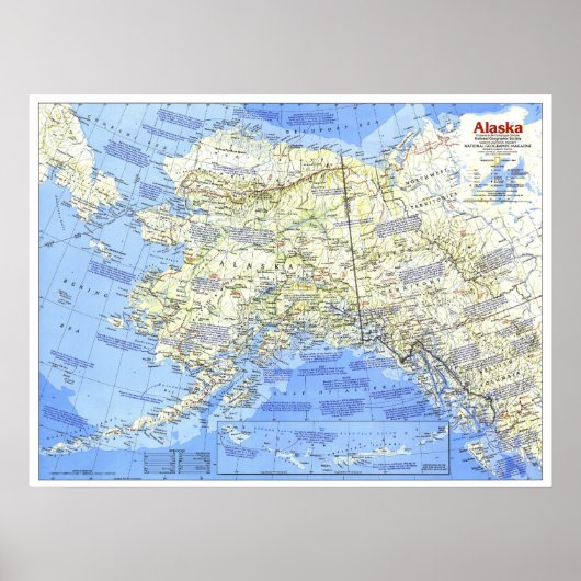 Poster " USA : 1984/today Alaska - Carte détaillée (Devant)