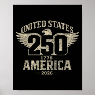 Poster USA 250 Aigle Patriotique 4 juillet 250e Anniversa