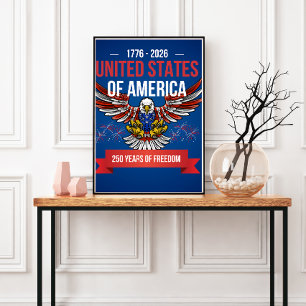 Poster USA 250 ans Anniversaire du 4 juillet patriotique 