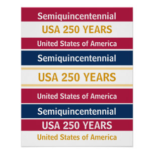 Poster USA 250 ans rayures patriotiques de semiquincenten