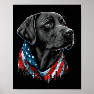 Poster Usa 4 juillet Noir Patriotique Américain Labrador