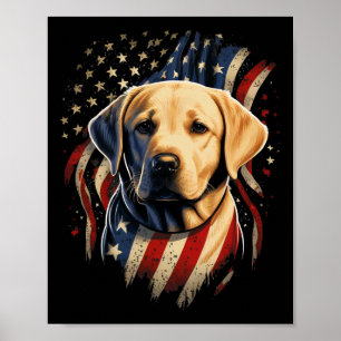 Poster Usa 4 juillet Patriotique Jaune Amérique Labrador