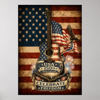 Poster USA Amérique 250e anniversaire vintage patriotique