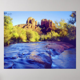Poster USA, Arizona, Sedona. Cathedral Rock reflecting 2