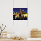 Poster USA, Boston, ville skyline la nuit (longue (Cuisine)