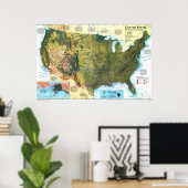 Poster " USA : Carte du paysage physique ... (Bureau à domicile)