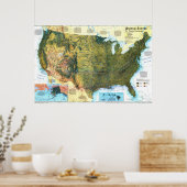 Poster " USA : Carte du paysage physique ... (Cuisine)