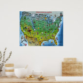 Poster USA Cartoon Large Map (Cuisine)