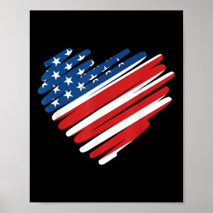 Poster Usa Drapeau Coeur American Patriotic Memorial Day