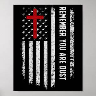 Poster Usa Drapeau Croix Rappelez-Vous Que Vous Êtes Dust