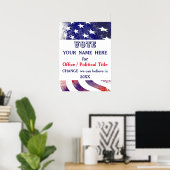 Poster USA - Drapeau de la campagne présidentielle (Bureau à domicile)