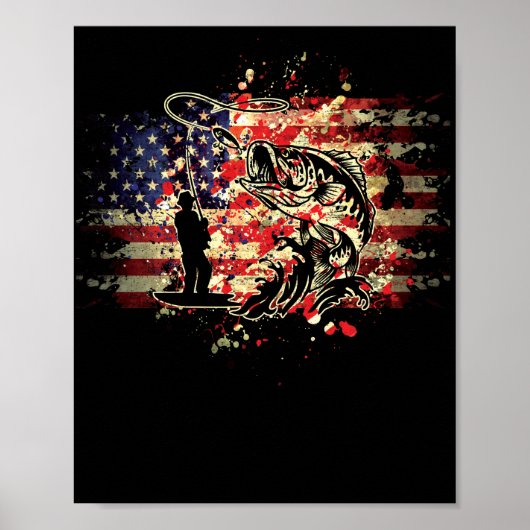 Poster USA Fish American Flag Pêche (Devant)