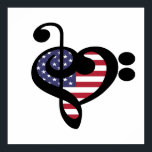 Poster USA Flag Music Heart - American Pride Musician<br><div class="desc">Rouge, blanc, bleu États-Unis stars-n-stripes Musique Coeur de Clé pour express votre American Pride, Juillet 4 Indépendance, Memorial Day, ou musicien patriotique militaire vétéran. > USA, drapeau américain est inséré à l'intérieur d'un Treble combiné et Bass Clef pour faire un coeur. > Personnalisez-le ! Ajoutez un nom, une photo ou...</div>