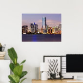 Poster USA, Floride, Miami skyline à crépuscule 2 (Bureau à domicile)