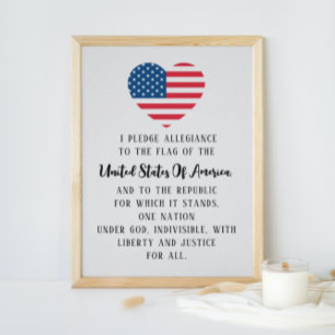 Poster USA Le serment d'allégeance American Flag Heart