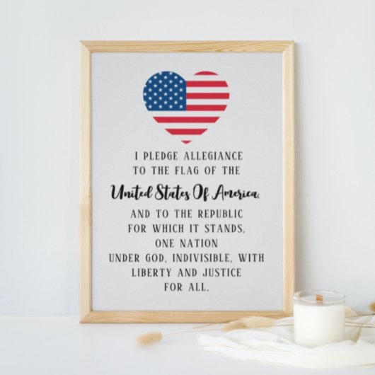 Poster USA Le serment d'allégeance American Flag Heart