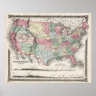 Poster USA Map 1859 (37"X30")USA Map 1859 37X30