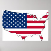 Poster Usa Map, drapeau des États-Unis (Devant)