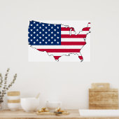 Poster Usa Map, drapeau des États-Unis (Cuisine)