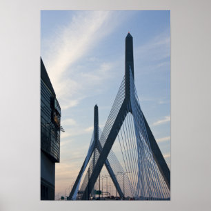 Poster USA, Massachusetts, Boston. Le pont de Zakim. 2