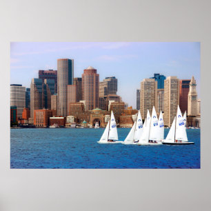 Poster USA, Massachusetts. Boston Waterfront Skyline 4
