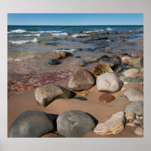 Poster USA, Michigan. Rounded Boulders On 12 Mile