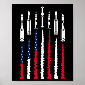 Poster Usa Space Rockets 4 juillet Hommes Femmes Enfants 