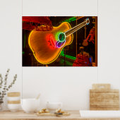 Poster USA, Texas, Austin. Guitare Neon au Blackmail (Cuisine)