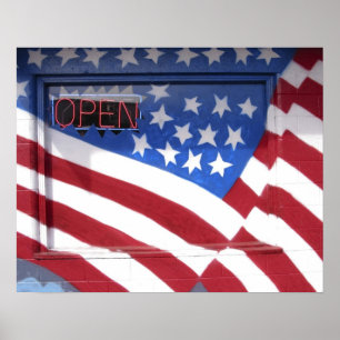 Poster USA, Washington, Moses Lake. Flag wall mural on