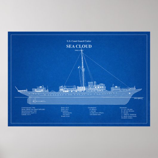 Poster USCG Cutter Sea Cloud wpg-284 - ABD (Devant)