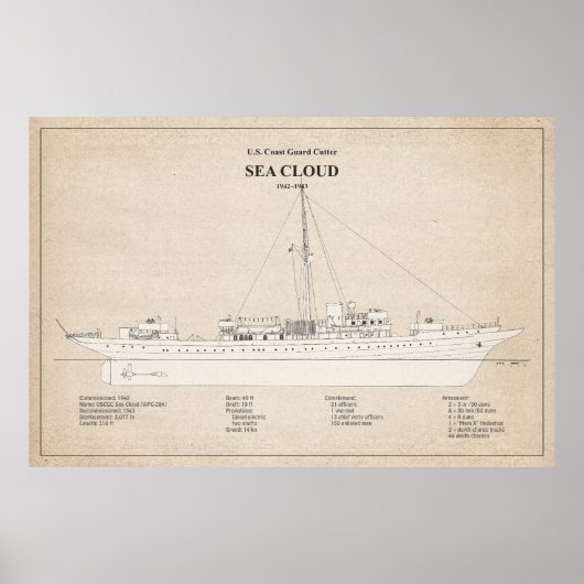 Poster USCG Cutter Sea Cloud wpg-284 - SBD (Devant)