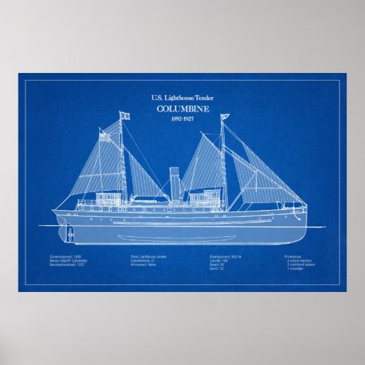 Poster USCG Lighthouse Tender Columbine - ABD (Devant)