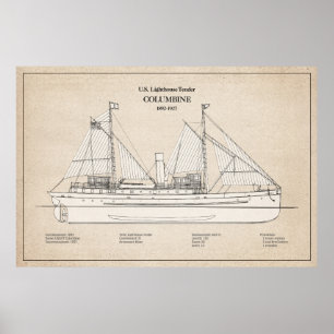 Poster USCG Lighthouse Tender Columbine - SBD