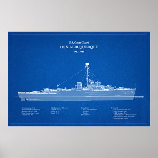Poster USCG USS Albuquerque PF-7 - ABD (Devant)