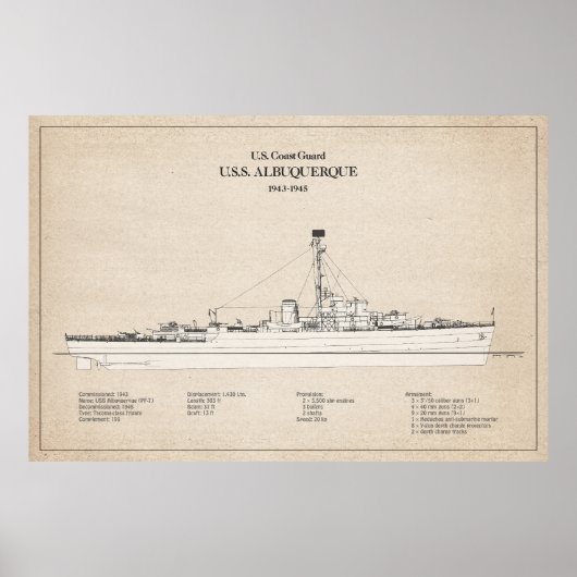 Poster USCG USS Albuquerque PF-7 - SBD (Devant)