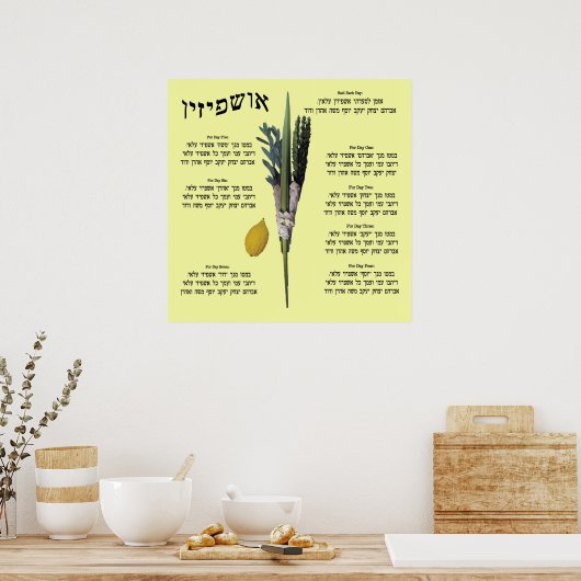 Poster Ushpizin & Arba Minim (4 espèces) (Cuisine)
