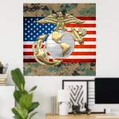 Poster USMC Eagle, Globe & Ancre (EGA) [3D] (Bureau à domicile)