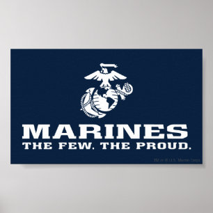 Poster USMC Les rares Logo Fiers Empilés - Blanc