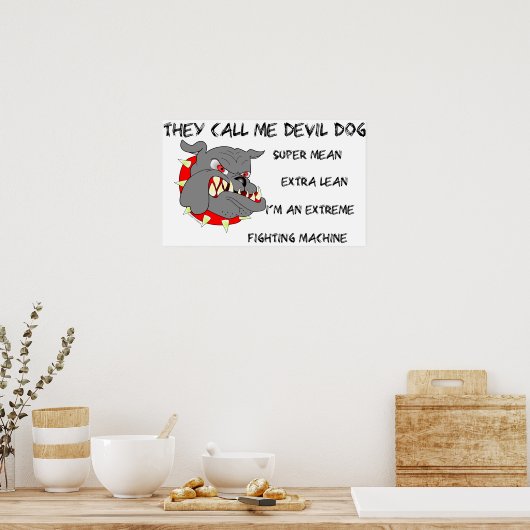 Poster USMC On m'appelle Devil Chien (Cuisine)