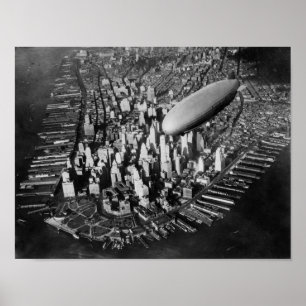 Poster USS Akron survolant New York - Vers 1932