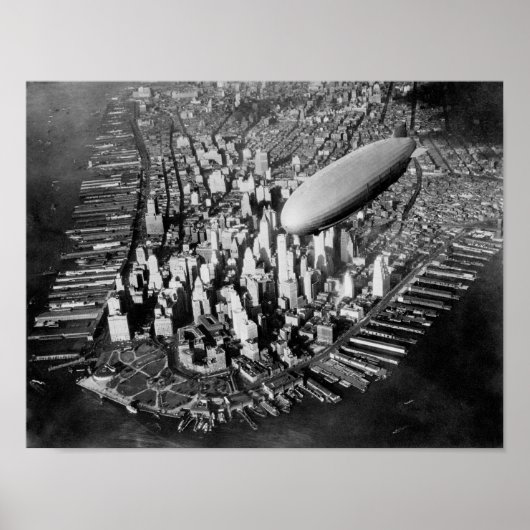 Poster USS Akron survolant New York - Vers 1932 (Devant)