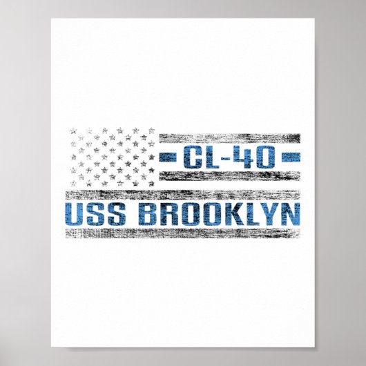 Poster Uss Brooklyn World War Cruiser Cl-40 US Army (Devant)