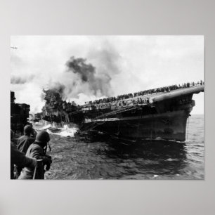 Poster USS Franklin après attaque - 1945