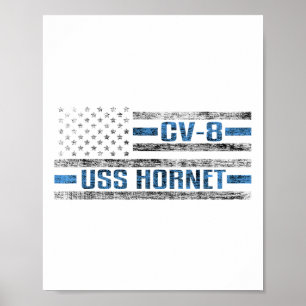Poster Uss Hornet porte-avions 2ème guerre mondiale Cv-8 