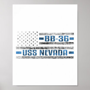 Poster Uss Nevada 2ème guerre mondiale Battleship Bb-36 U
